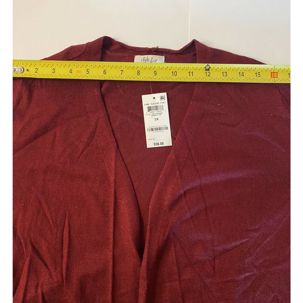 Style & Co plus size cardigan Rayon w pockets Red womens 3x NWT y8 - Picture 6 of 7
